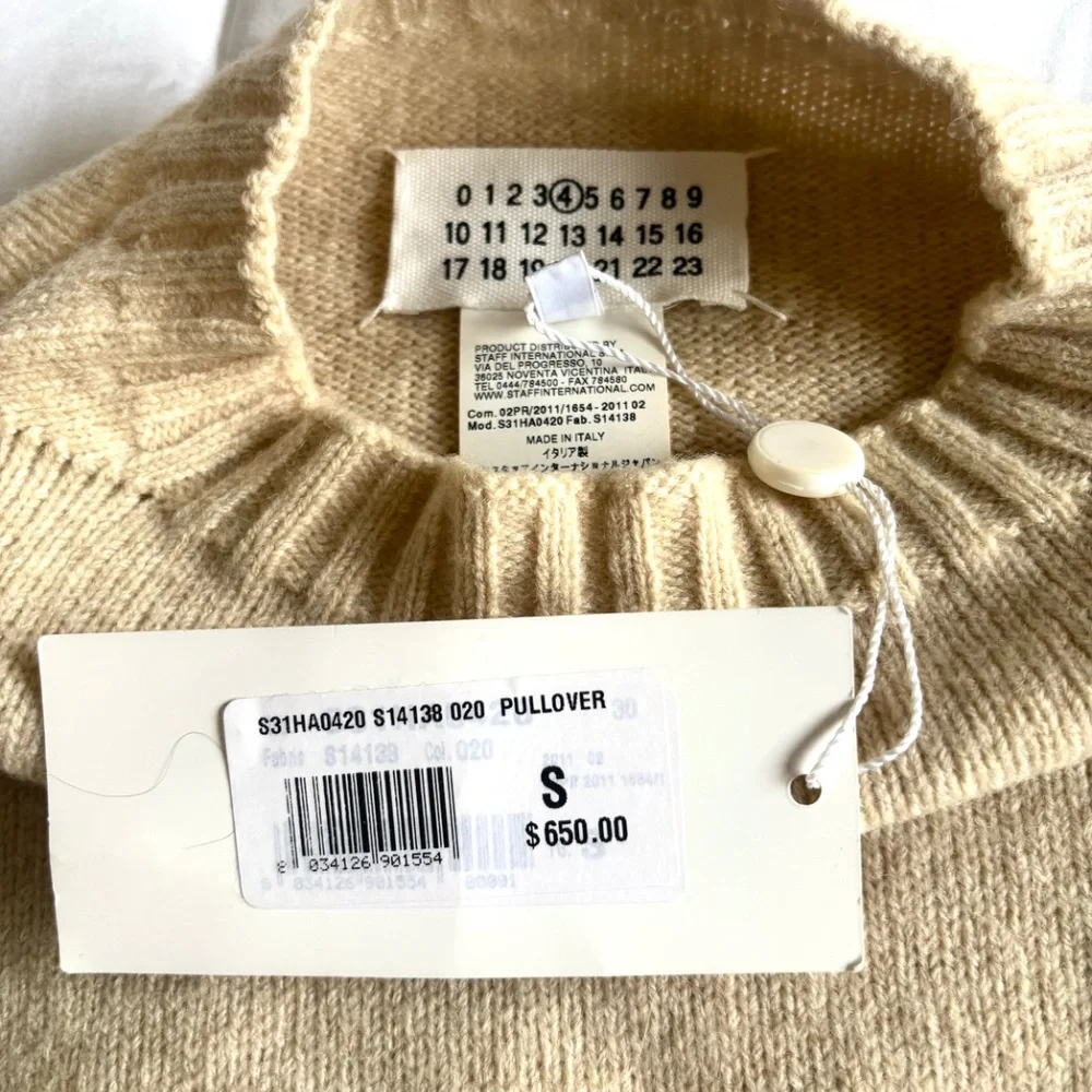 NWT Maison Margiela Margiela Line 4 Cream mock neck sweater size small - Picture 2 of 6